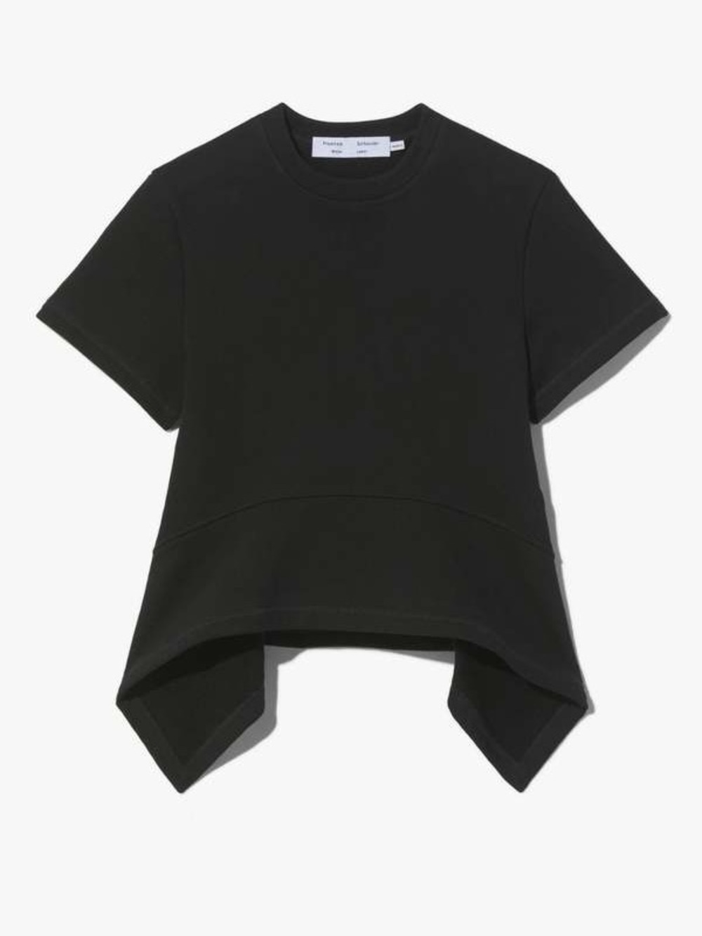 Proenza Schouler White Label Black Asymmetrical Short Sleeved Tee Size Small